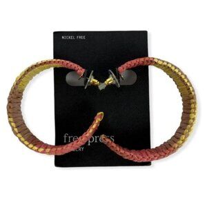 NWT Nordstrom Free Press Large Hoop Bohemian Earrings Stud Pink‎ Yellow Bohemian